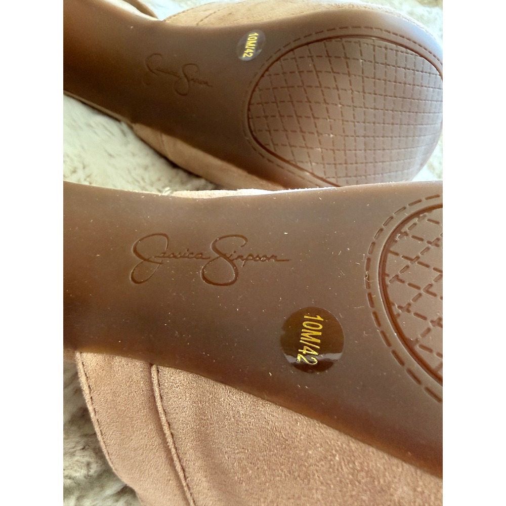 Jessica Simpson Womens Tan T-Strap Platform Block Wood Heel Sandals Size 10M - Picture 8 of 8